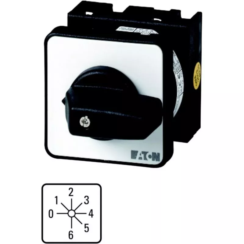 Eaton T0-3-8244/E bedieningsschakelaar, 7 standen, 6,5 kW, 3-polig, zwarte greep