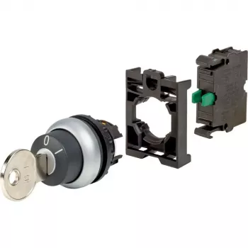 Eaton M22-WS-K10-BVP sleutelschakelaar-aandrijving, 2 standen, vergrendelend, zwarte kunststof frontring, sleutel K10, 22,5 mm 110921