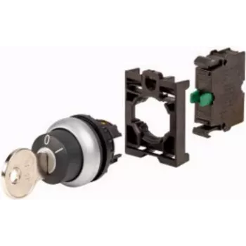 Eaton M22-WS-K10-BVP sleutelschakelaar-aandrijving, 2 standen, vergrendelend, zwarte kunststof frontring, sleutel K10, 22,5 mm 110921