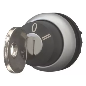 Eaton M22-WRS3-MS2 sleutelschakelaar, 3 standen, vergrendelend, zwarte bediening, titanium frontring, 22,5 mm 111773