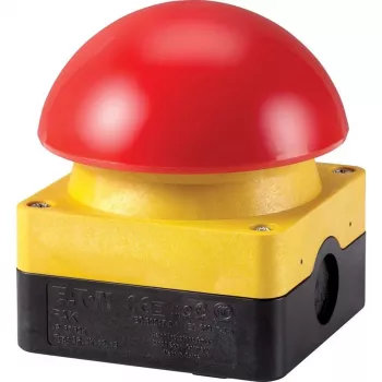 Eaton FAK-R/V/KC01/IY noodstop-bedieningsstation, bedraad, gele behuizing, rode paddenstoelknop, IP66/IP67/IP69 229747