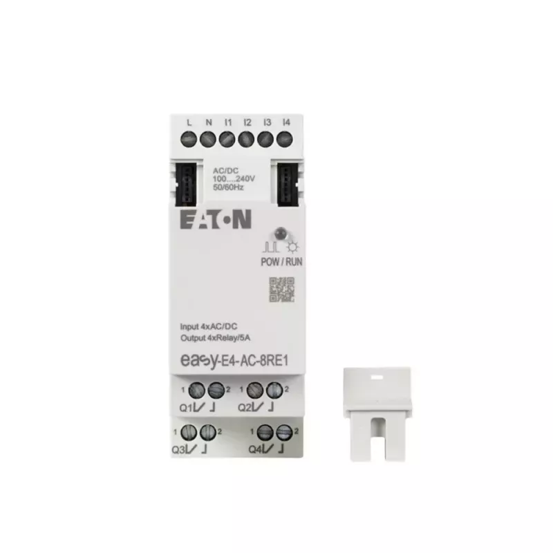 Eaton easyE4 PLC in-/uitgangsuitbreidingsmodule, 4 digitale ingangen, 4 relaisuitgangen EASY-E4-AC-8RE1