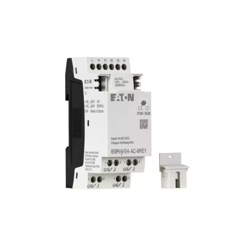 Eaton easyE4 PLC in-/uitgangsuitbreidingsmodule, 4 digitale ingangen, 4 relaisuitgangen EASY-E4-AC-8RE1