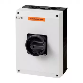 Eaton P3-100/I5/SVB-SW/HI11 3-polige hoofdschakelaar 100 A, opbouwmontage, IP65, rood/gele draaigreep, afsluitbaar, 1NO+1NC 207375