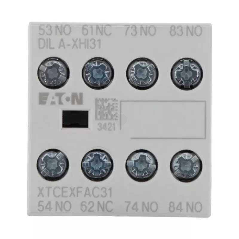 Eaton DILA-XHI31 hulpcontactblok, 3 NO + 1 NC, schroefklemmen, frontmontage, zwart/wit 276427