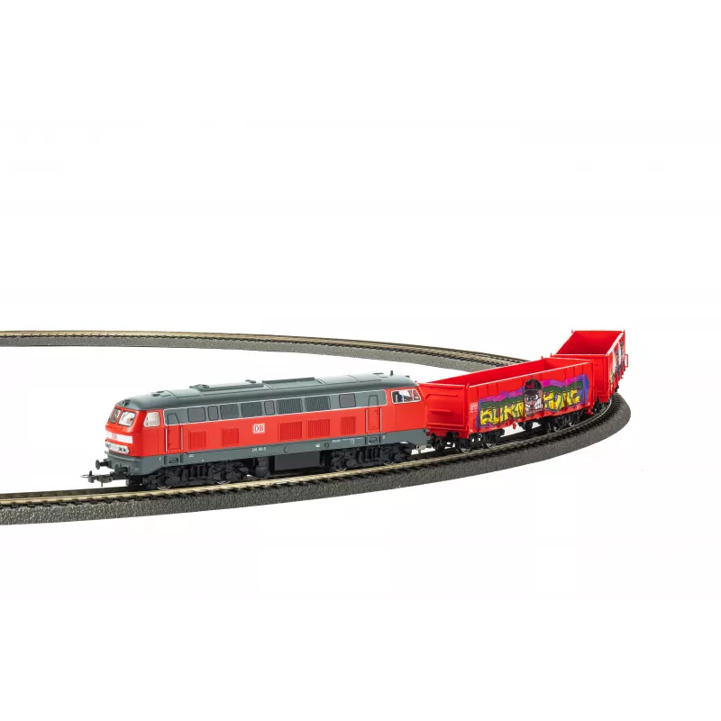 PIKO 57032 kinder startset goederentrein BR 218 DB AG met twee open Eaos-wagens