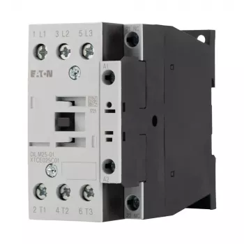 Eaton DILM25-01 vermogensschakelaar, 3-polig, 25 A AC-3, 11 kW, 230 V AC 50 Hz / 240 V AC 60 Hz spoel, 1 NC hulpcontact 277164