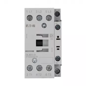 Eaton DILM25-01 vermogensschakelaar, 3-polig, 25 A AC-3, 11 kW, 230 V AC 50 Hz / 240 V AC 60 Hz spoel, 1 NC hulpcontact 277164