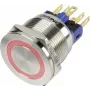 TRU COMPONENTS 1303040 GQ22S-11E/R/12V vandalismebestendige drukknop, momentcontact, 1 NO, 250 V AC, 3 A, rode ringverlichting 12 V DC, IP65, 22 mm montage