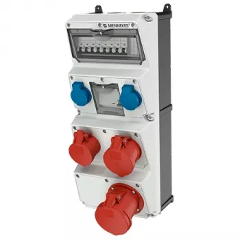 MENNEKES AMAXX contactdooscombinatie 940010 - 32A CEE-ingang, 6 contactdozen, aardlek-/automaatbeveiliging, IP44