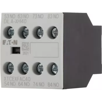 Eaton DILA-XHI40 hulpcontactblok, 4 NO, frontmontage, schroefklemmen, zwart/wit 276428
