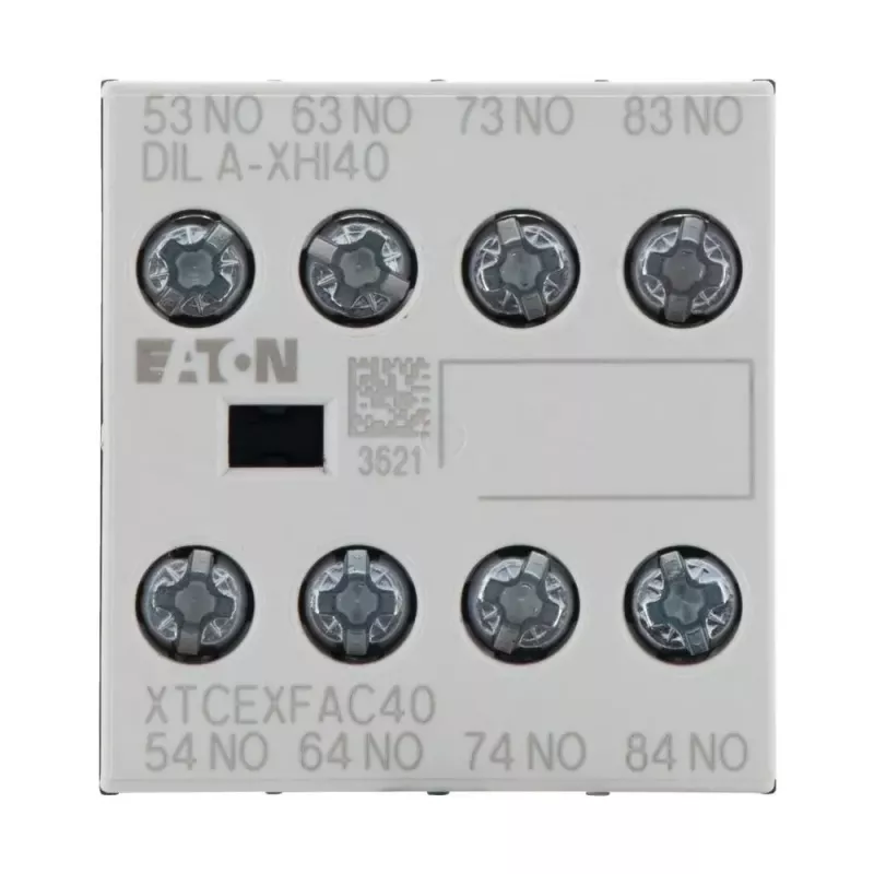Eaton DILA-XHI40 hulpcontactblok, 4 NO, frontmontage, schroefklemmen, zwart/wit 276428