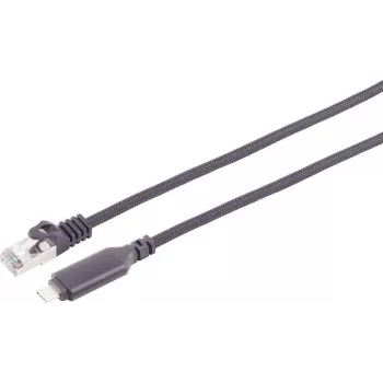 S CONN MAXIMUM CONNECTIVITY USB-C LAN-adapterkabel 1G, USB Type-C stekker naar RJ45 bus, aluminium, zwart, 10m (14-51075)