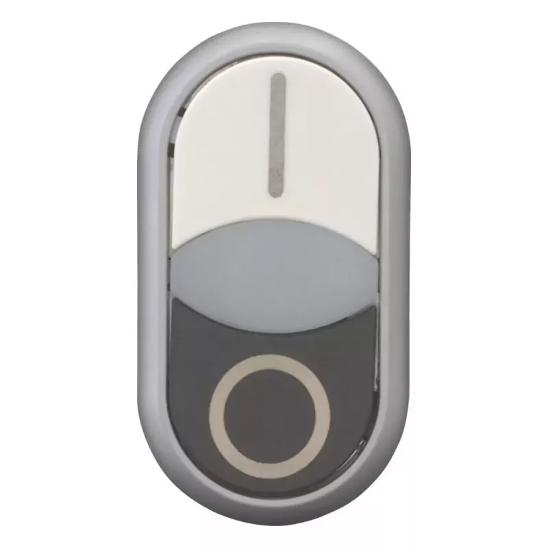 Eaton M22-DDLF-WS-X1 dubbele drukknop, vlak, verlicht, wit/zwart, 1NO+1NC, schroefaansluiting 284816