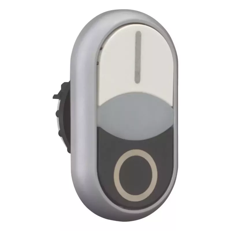 Eaton M22-DDLF-WS-X1 dubbele drukknop, vlak, verlicht, wit/zwart, 1NO+1NC, schroefaansluiting 284816