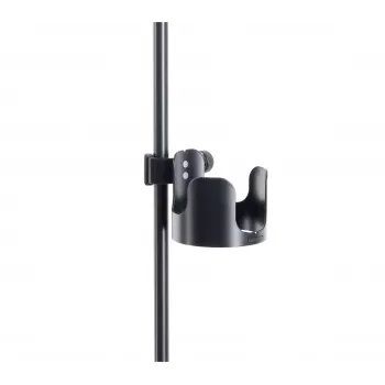 K&M 16018-000-55 bekerhouder voor standaard, schroefklem, geschikt voor buizen tot 30 mm, houdt bekers tot 85 mm, zwart