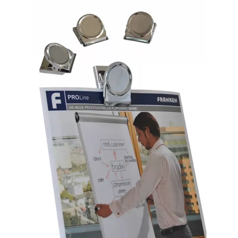FRANKEN HMC35 magneetclip, 40 x 35 mm, 500 g houdkracht, zilver