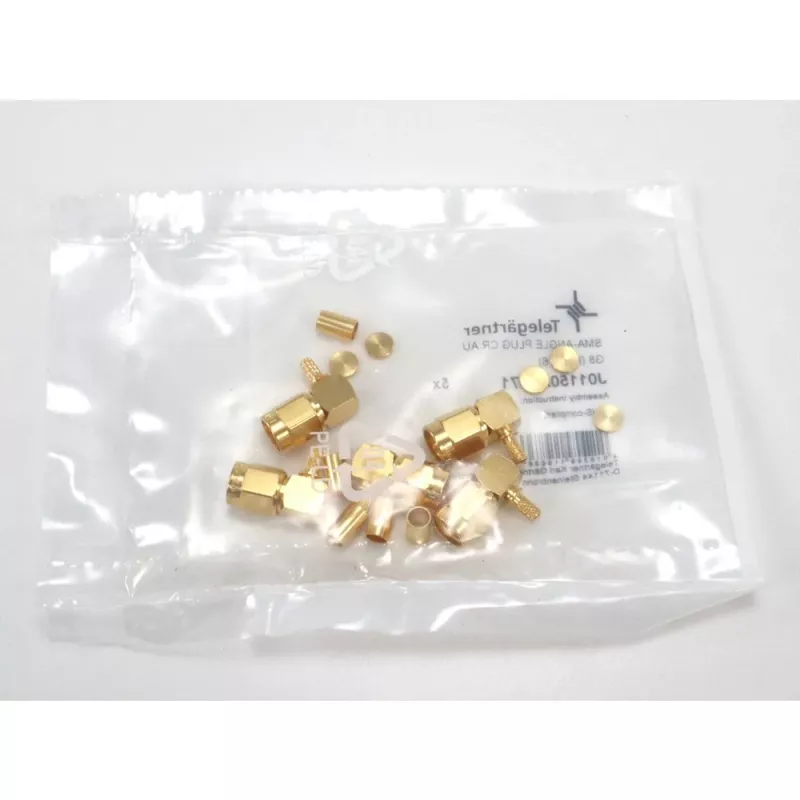 Telegärtner SMA-haakse stekker krimp voor RG-316, goud, 5-pack (J01150A0071)