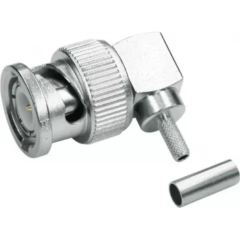 Telegärtner BNC-haakse crimpstekker 75 Ohm voor RG-59 B/U, solderen/crimpen, stekker, 1 stuk J01002A1356