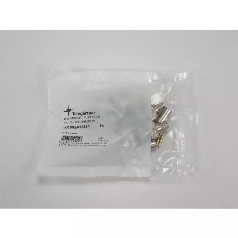 Telegärtner BNC crimpstekker G02 75 Ohm voor RG-59B/U, UG-1789/U, stekker, 5-pack J01002A1288Y