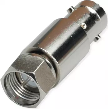 Telegärtner BNC-bus naar F-stekker coaxadapter, 75 Ohm, vernikkeld messing