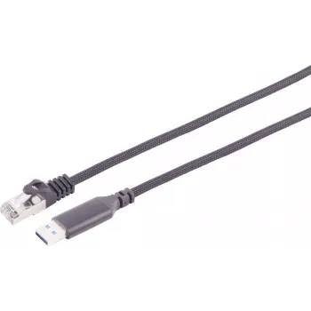 S CONN MAXIMUM CONNECTIVITY USB-A naar RJ45 Gigabit Ethernet-adapterkabel, 1 m, zwart 14-52025