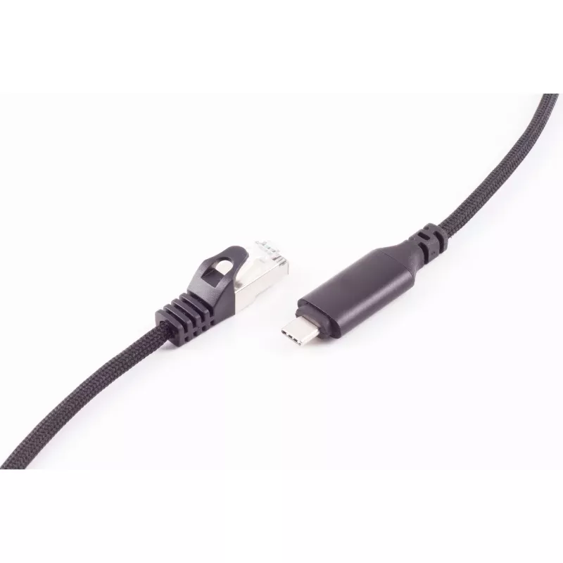 SHIVERPEAKS USB-C naar RJ45 Gigabit Ethernet-adapterkabel, aluminium, zwart, 1m (BS14-51025)
