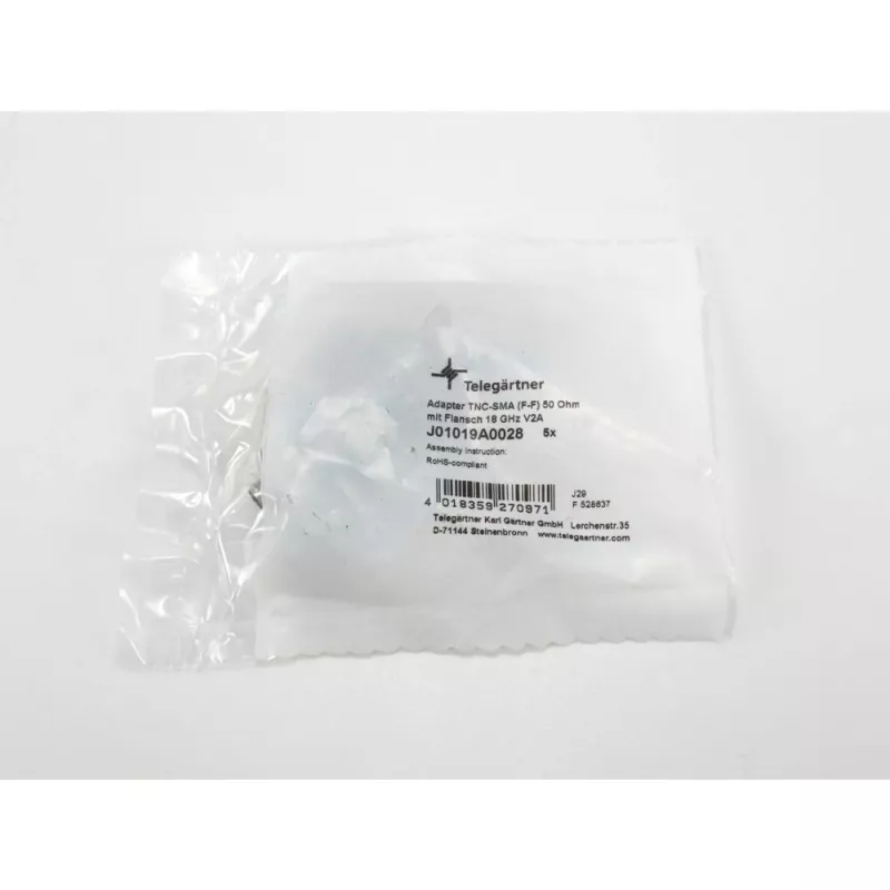Telegärtner TNC-bus naar SMA-bus coax-adapter, 50 Ohm, DC-6 GHz, nikkel/goud J01019A0028