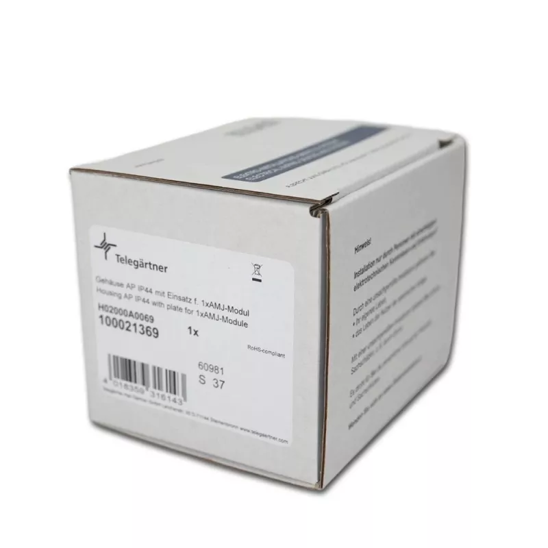 TELEGÄRTNER H02000A0069 AMJ-S K Cat.6A afgeschermde 2-poorts RJ45 datadoos, lichtgrijs/wit