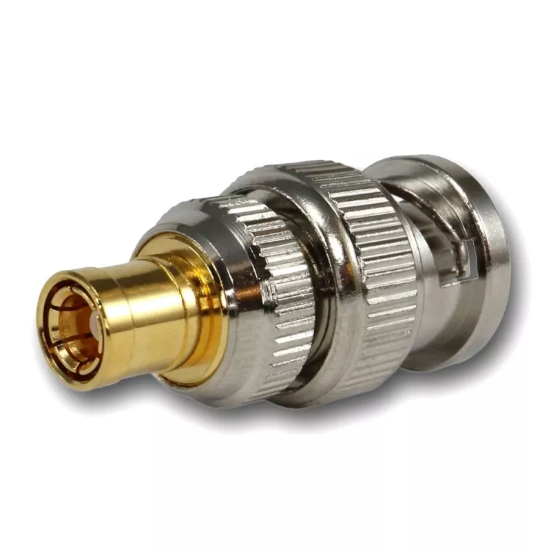 TELEGÄRTNER coaxiale adapter BNC-stekker naar SMB-bus, 50 Ohm, recht, vernikkeld messing J01008F0030