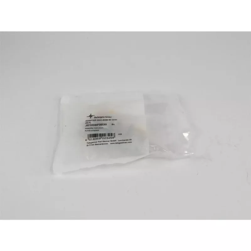 TELEGÄRTNER coaxiale adapter BNC-stekker naar SMB-bus, 50 Ohm, recht, vernikkeld messing J01008F0030