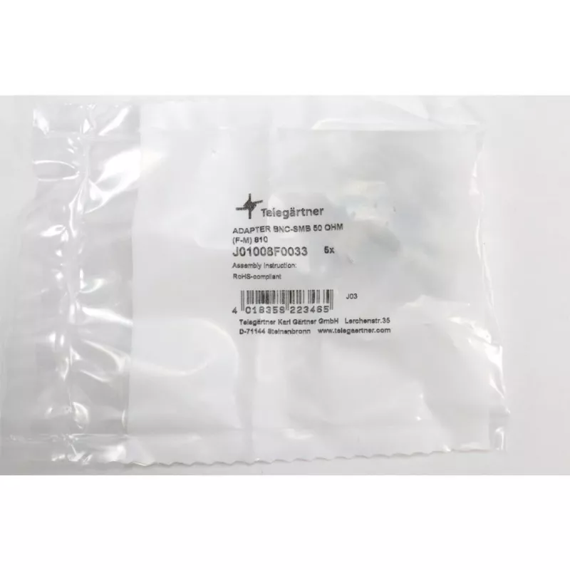 Telegärtner coaxiale adapter BNC bus naar SMB stekker, 50 Ohm, recht J01008F0033