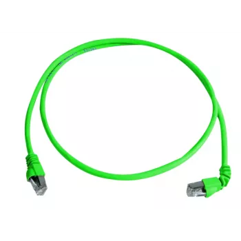 Telegärtner MP8 FS 500 Cat.6a SFTP-patchkabel, RJ45 naar RJ45, 2 m, groen, 90° stekker, halogeenvrij L00001A0156