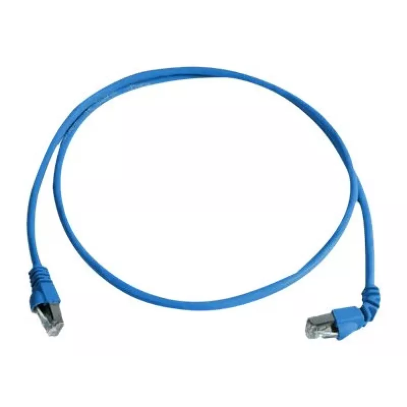 Telegärtner Cat 6A S/FTP-patchkabel, PiMF, blauw, 2,0 m, één uiteinde haaks L00001A0159