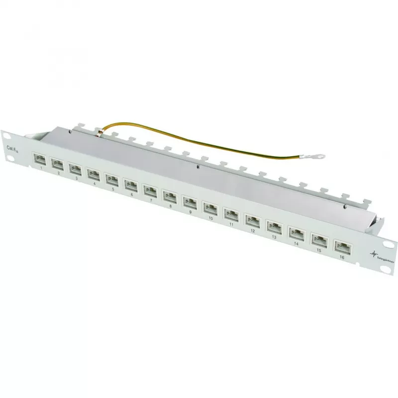 TELEGÄRTNER MPP16-HS 16-poorts modulair patchpanel, 1U, lichtgrijs RAL 7035 J02022A0050
