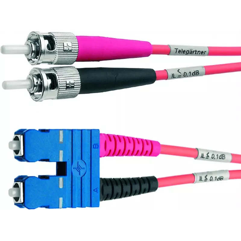 Telegärtner ST naar SC duplex multimode OM4 glasvezel-patchkabel, 50/125µm, 3 m, aqua L00892A0072