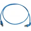 Telegärtner S/FTP Cat 6A-patchkabel, PiMF, 1,0 m, blauw, één haakse RJ45, LSZH, 10 Gbps L00000A0198