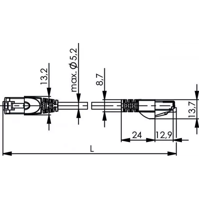 TELEGÄRTNER Cat.6A S/FTP LSZH-patchkabel, 2 m, blauw, RJ45, EIA/TIA 568B L00001A0289
