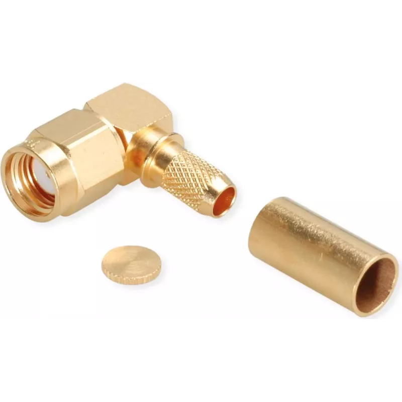 TELEGÄRTNER RP-SMA haakse crimpstekker voor RG-58C/U, 50 Ohm, verguld