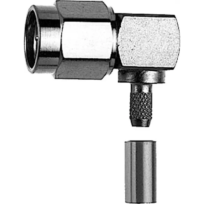 TELEGÄRTNER RP-SMA haakse crimpstekker voor RG-58C/U, 50 Ohm, verguld