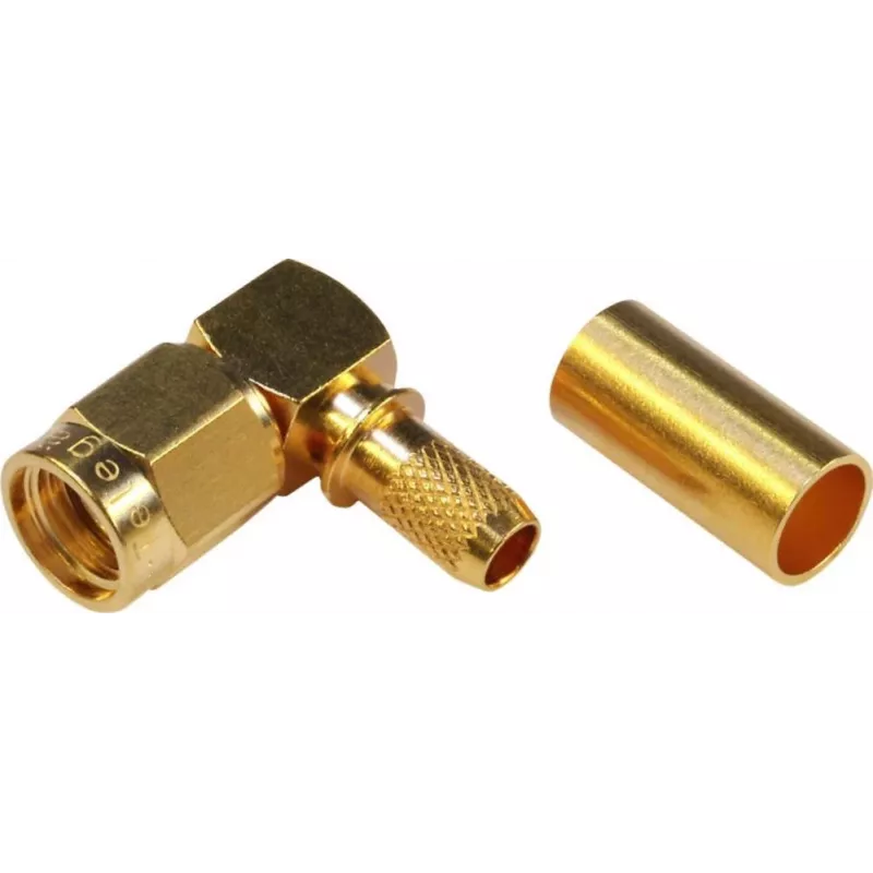 TELEGÄRTNER RP-SMA haakse crimpstekker voor RG-58C/U, 50 Ohm, verguld