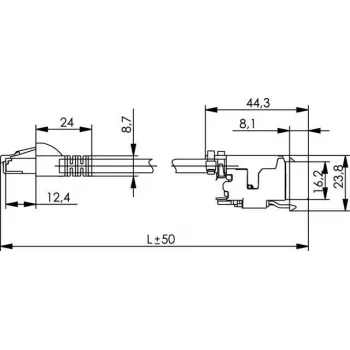 Telegärtner L00004A0128 Cat.6A S/FTP patchkabel, 7,5 m, grijs