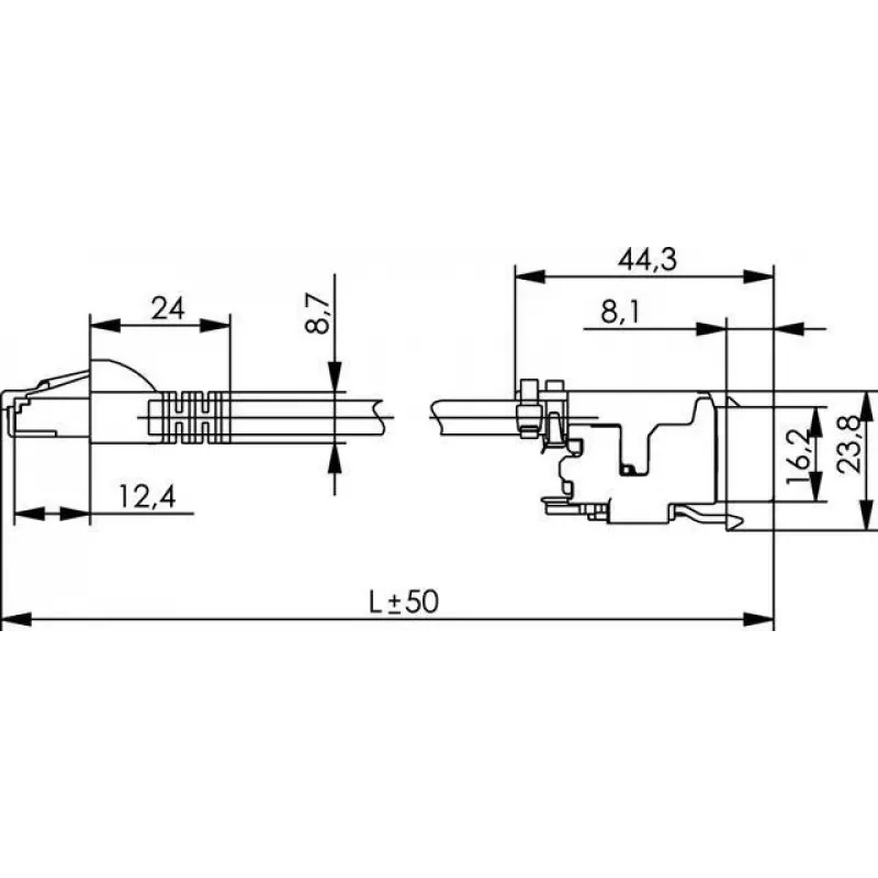 Telegärtner L00004A0128 Cat.6A S/FTP patchkabel, 7,5 m, grijs