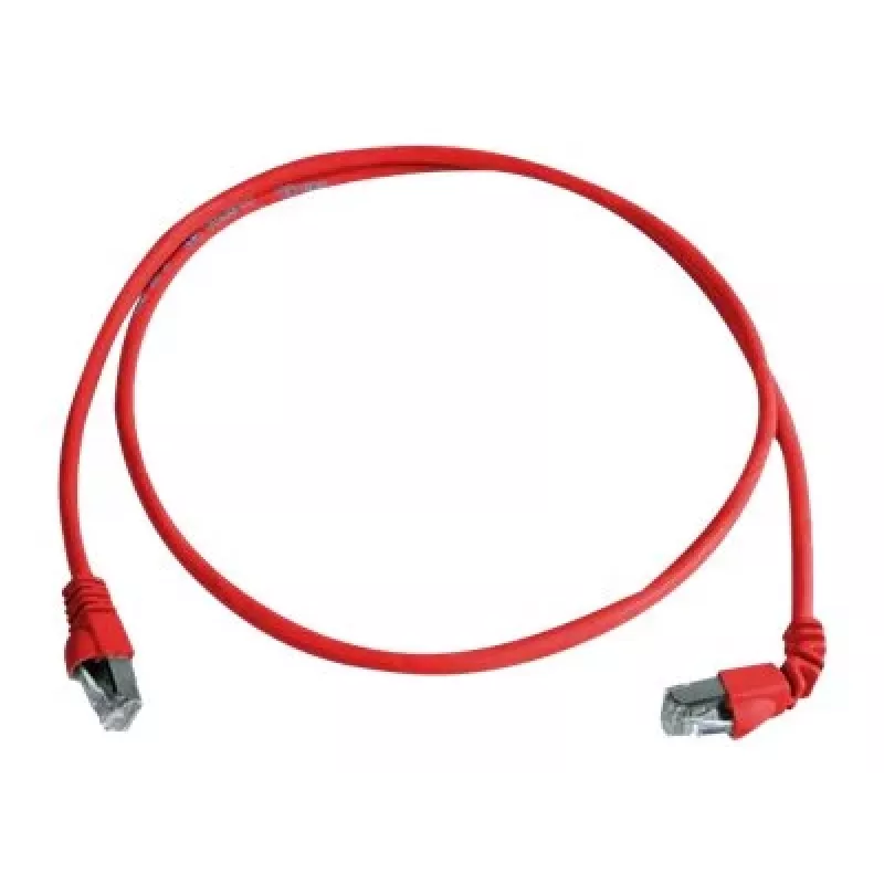 Telegärtner S/FTP Cat 6A patchkabel, PiMF, 1m, rood, één haakse stekker, LSZH L00000A0196