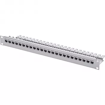 Telegärtner 24-poorts Cat.6 UTP patchpanel, 1U 19 inch rackmonteerbaar, lichtgrijs RAL 7035