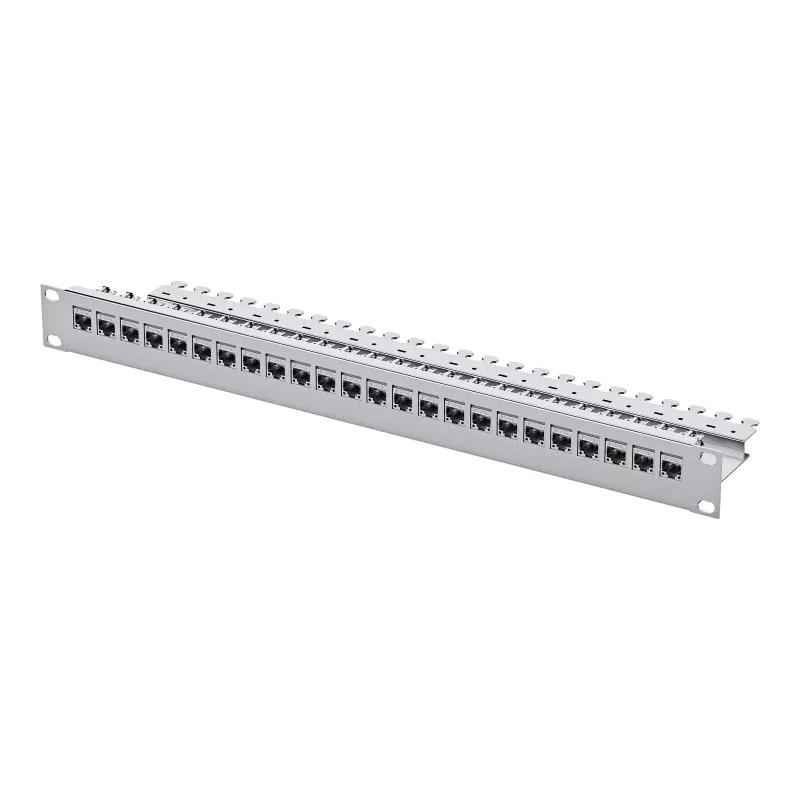 Telegärtner 24-poorts Cat.6 UTP patchpanel, 1U 19 inch rackmonteerbaar, lichtgrijs RAL 7035