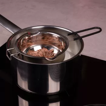 Lurch RVS bain-marie smeltkom, zilver, 11 cm diameter, 350 ml, met schenktuit en pansteunhaak (70276)