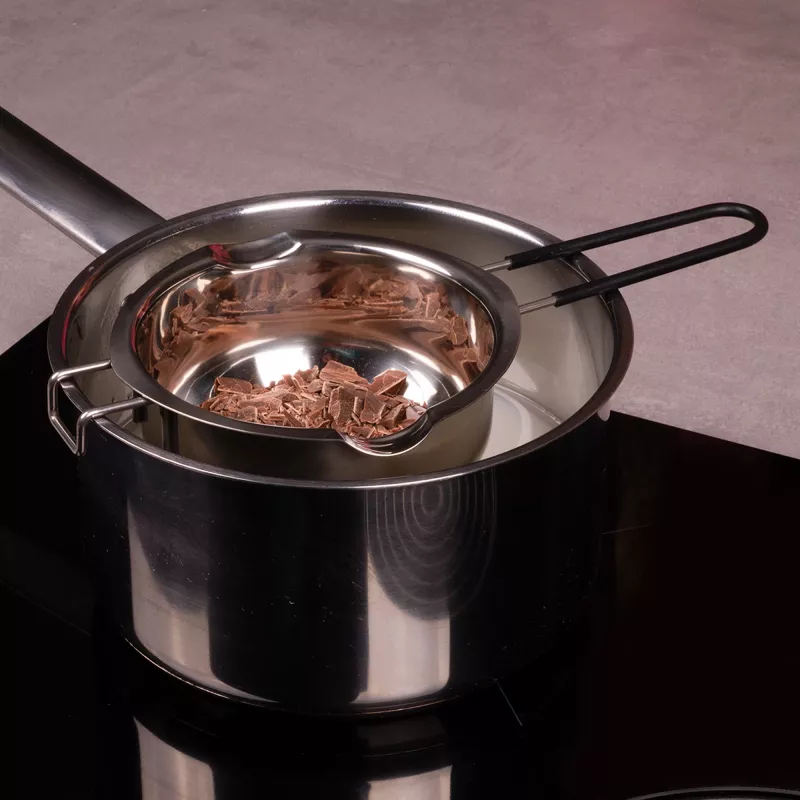 Lurch RVS bain-marie smeltkom, zilver, 11 cm diameter, 350 ml, met schenktuit en pansteunhaak (70276)