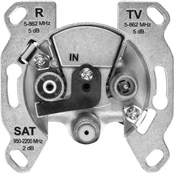 TechniSat TECHNIPRO SV600 V2 3-gats antenne-wandcontactdoos met DC-diode-ontkoppeling (tv, radio, SAT) 0004/3075
