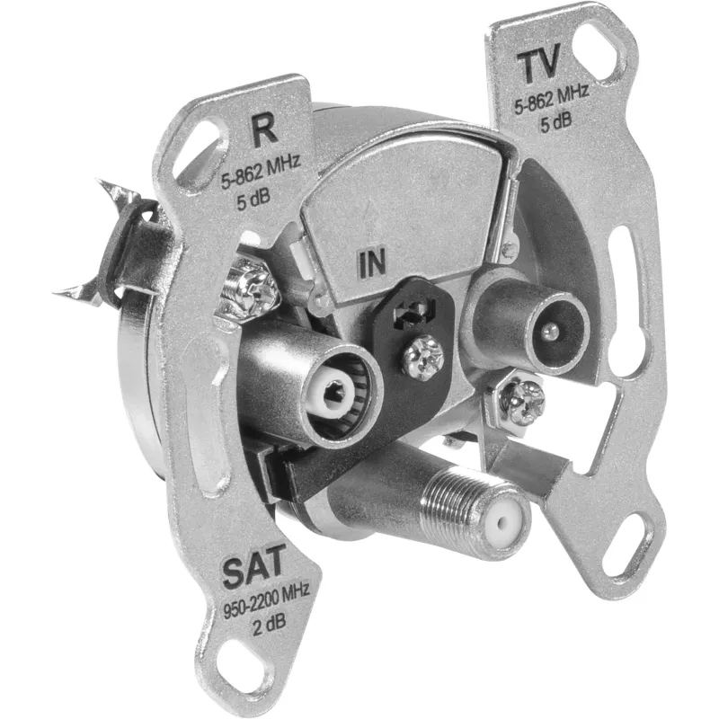 TechniSat TECHNIPRO SV600 V2 3-gats antenne-wandcontactdoos met DC-diode-ontkoppeling (tv, radio, SAT) 0004/3075
